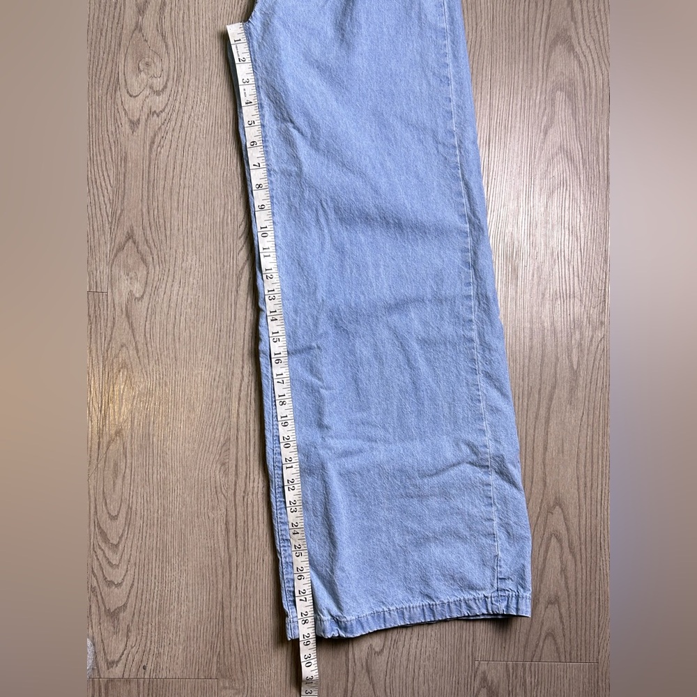 Women’s High Waist Wide Leg Light Blue Jeans 100% Cotton Size Medium - Picture 10 of 13
